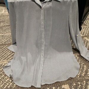 LOFT women's Blue and White Striped Button Down Shirt